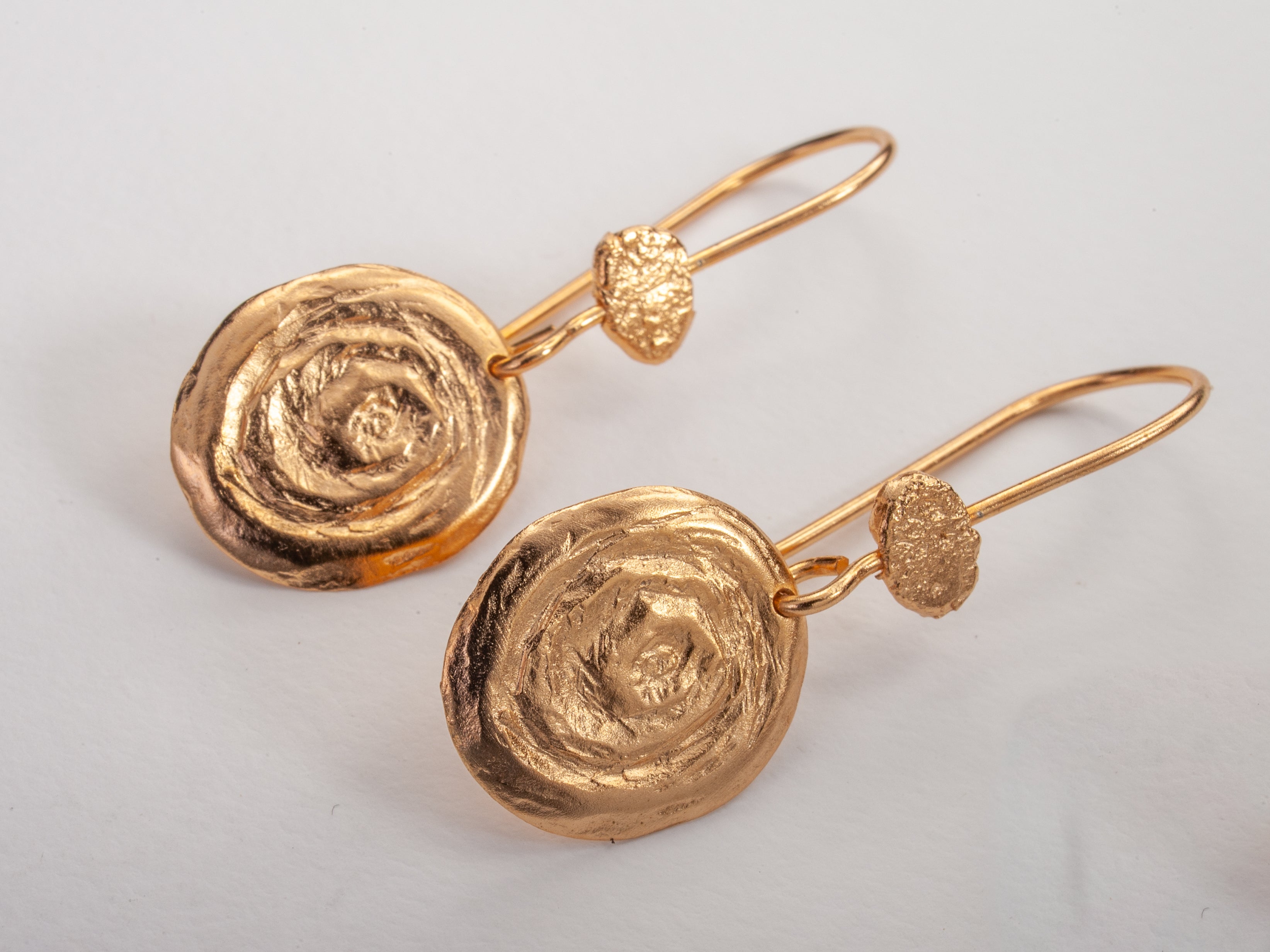 Ethnic Coin Spiral Disc Dangle Earrings for Women Gold Plated