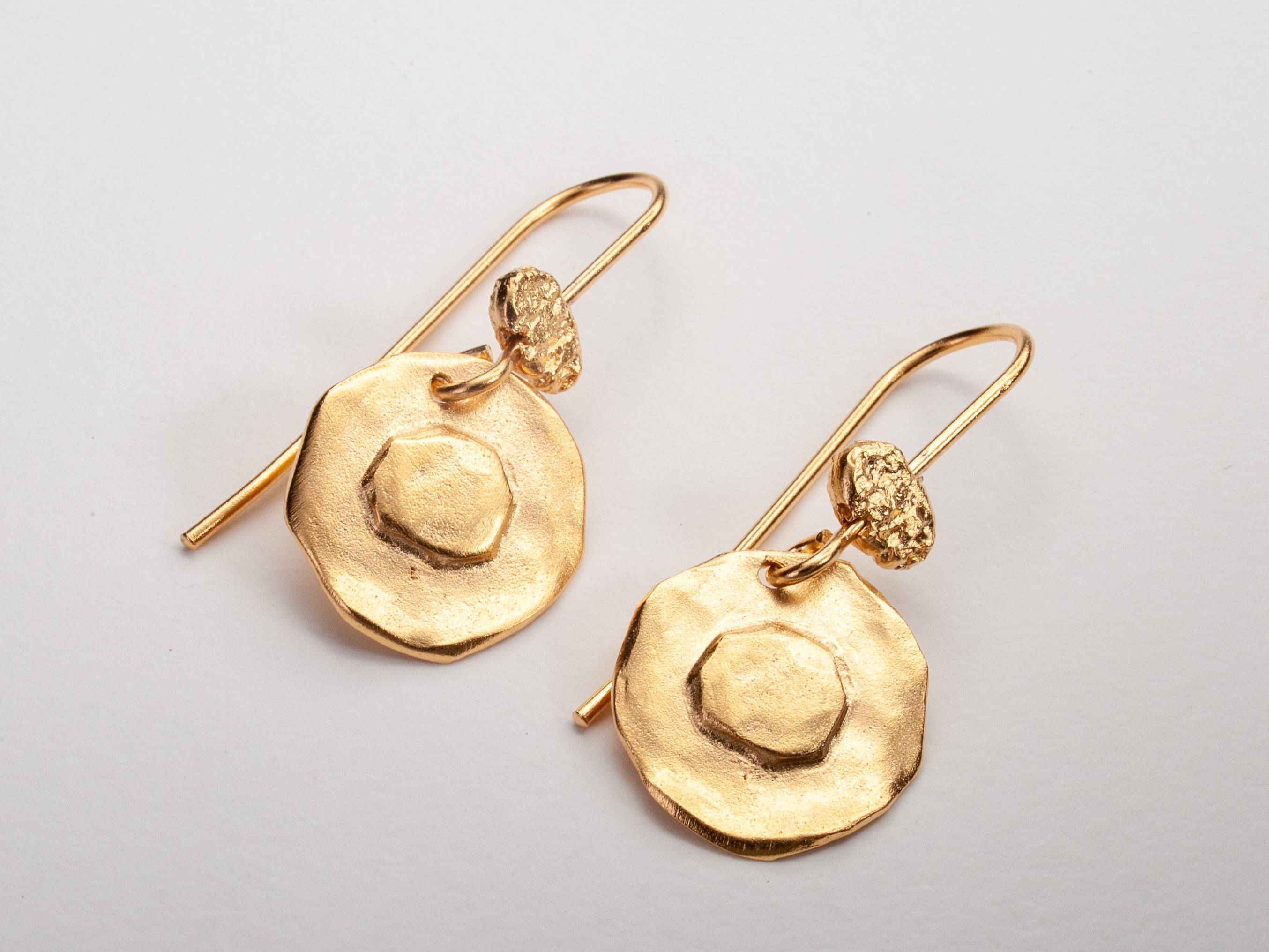 Minimalist Handmade Small 14k Gold Circle Disc Earrings