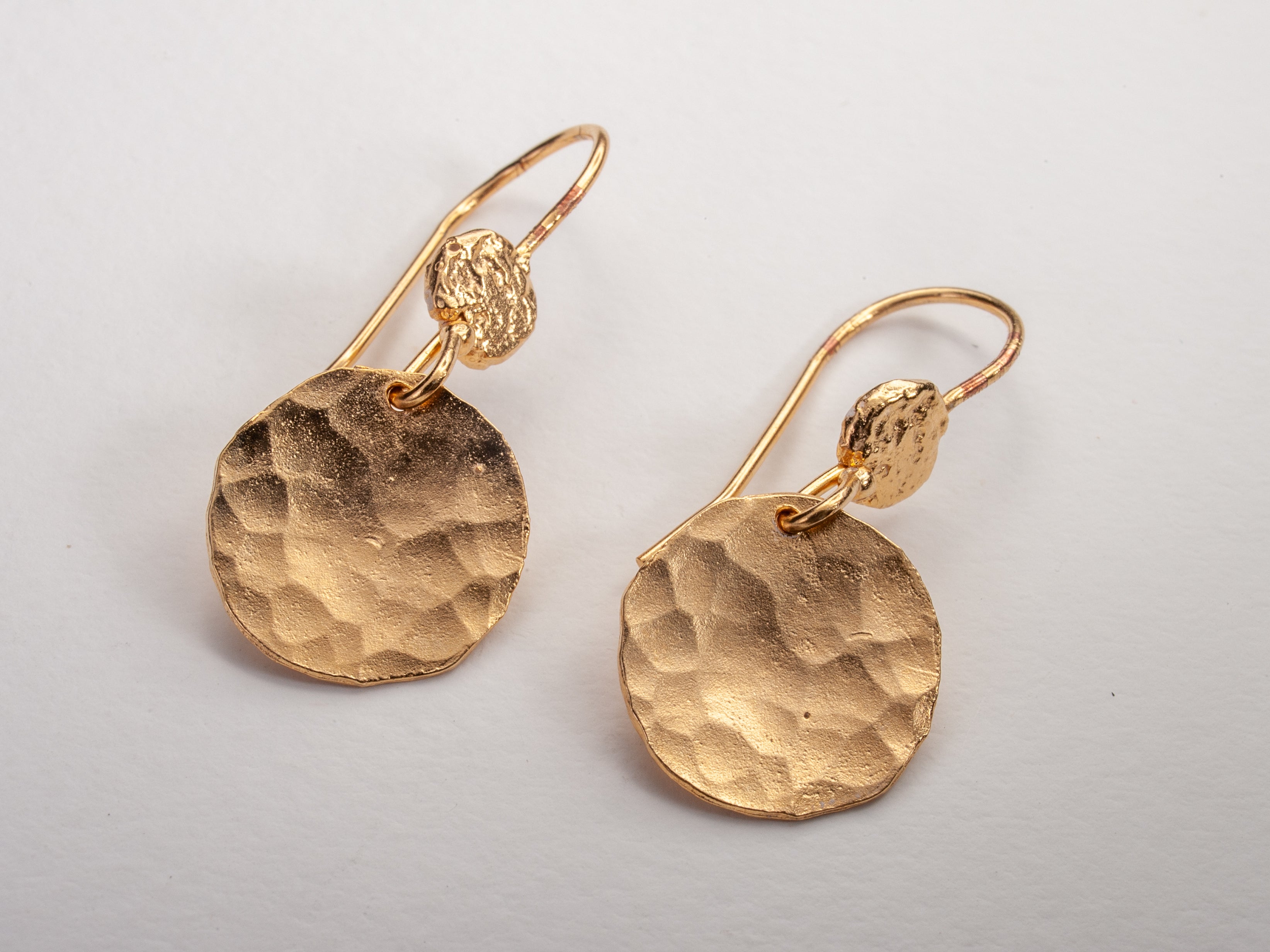 Small Hammered Gold Coin Earrings Gold Plated