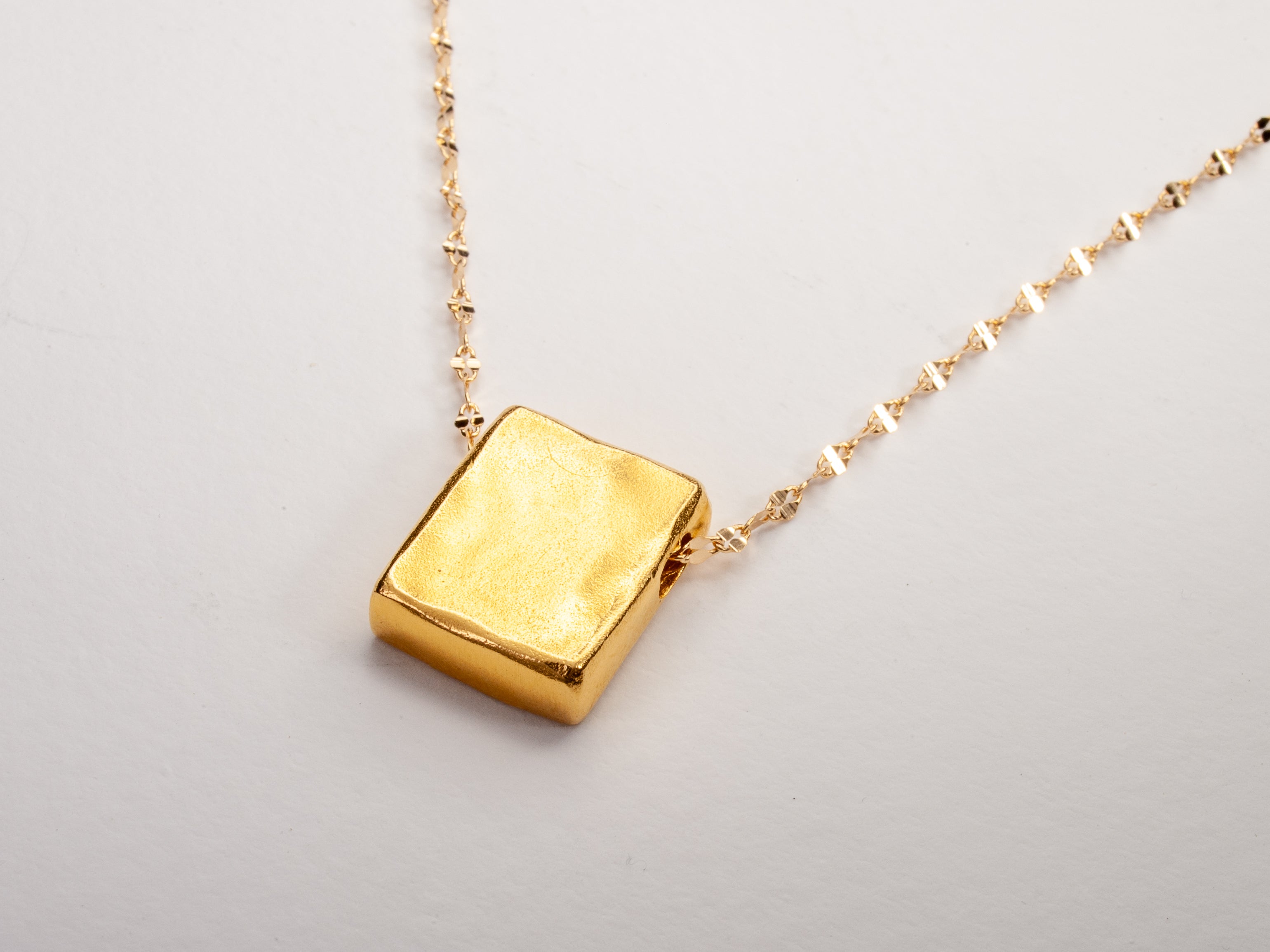 Small Matte Gold Square Pendant Necklace