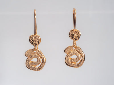 Textured Gold Spiral Gold Plated Earrings