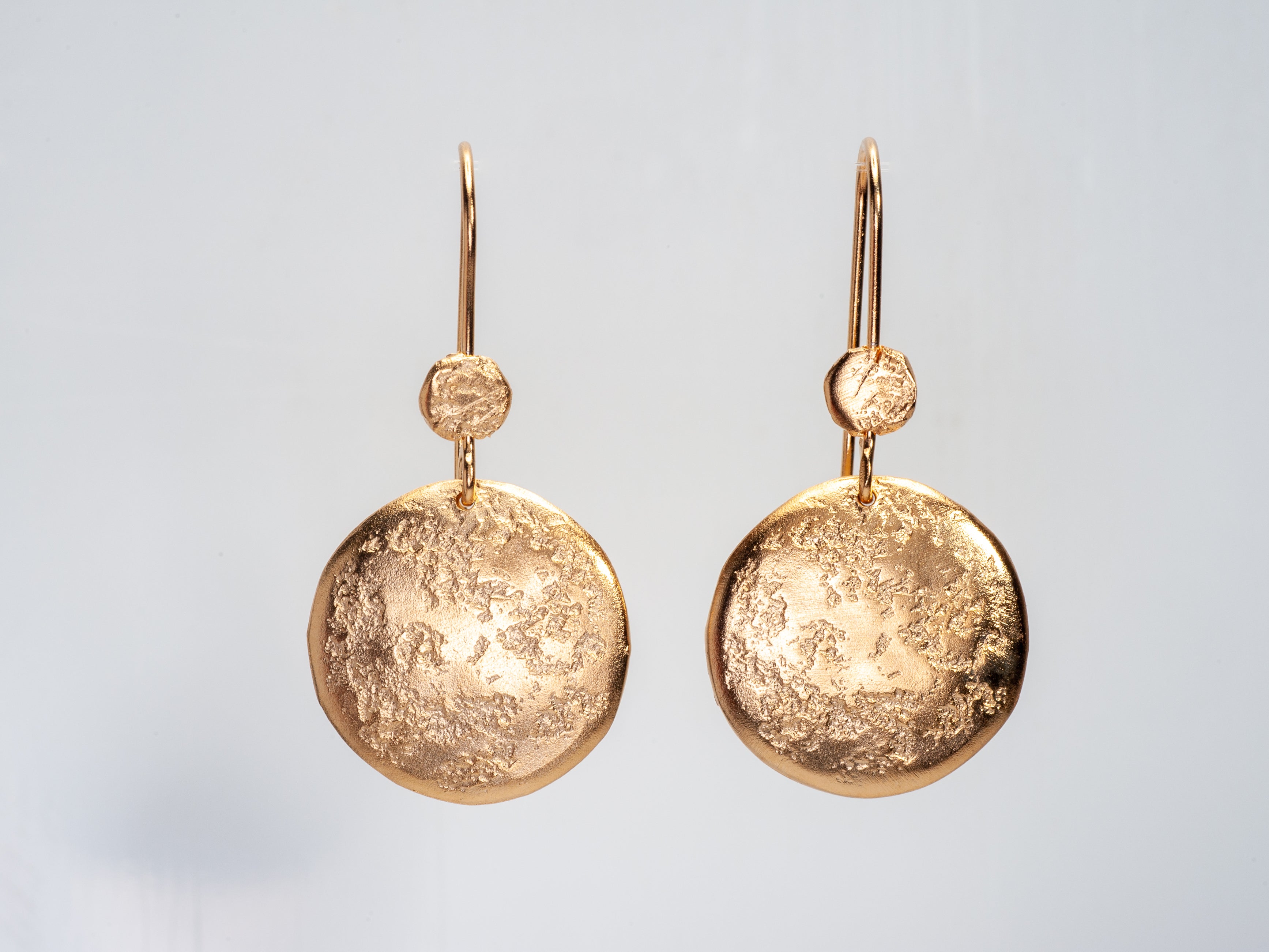 22k Solid Yellow Textured Gold Circle Coin Earrings