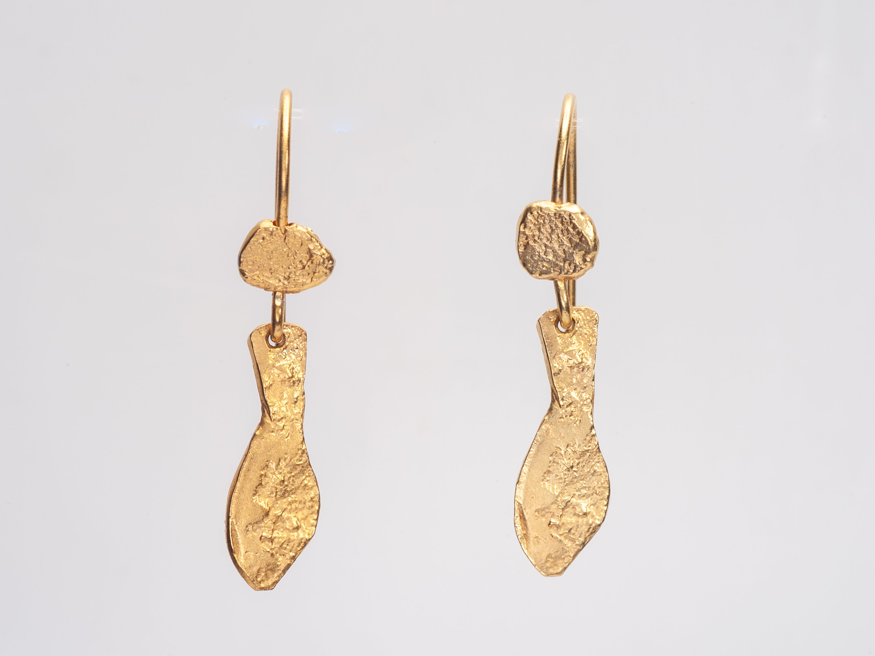 Small Gold Fish Dangle Textured Gold Plated Earrings