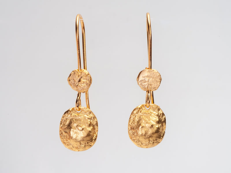 textured gold disc earrings