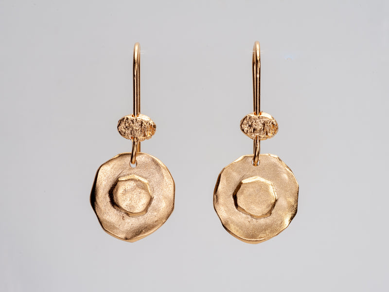 Minimalist Gold Circle Disc Dangle Earrings Gold Plated