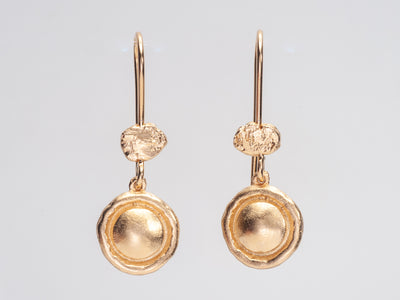 round dangle gold plated earrings