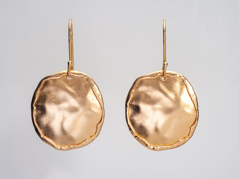 Large Hammered Gold earrings