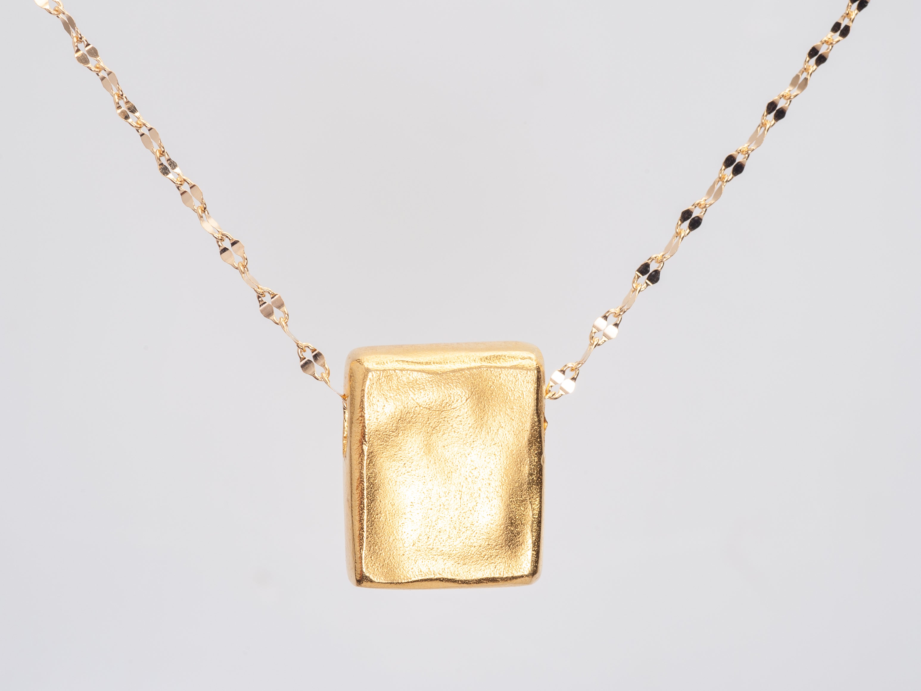 Small Matte Gold Square Pendant Necklace