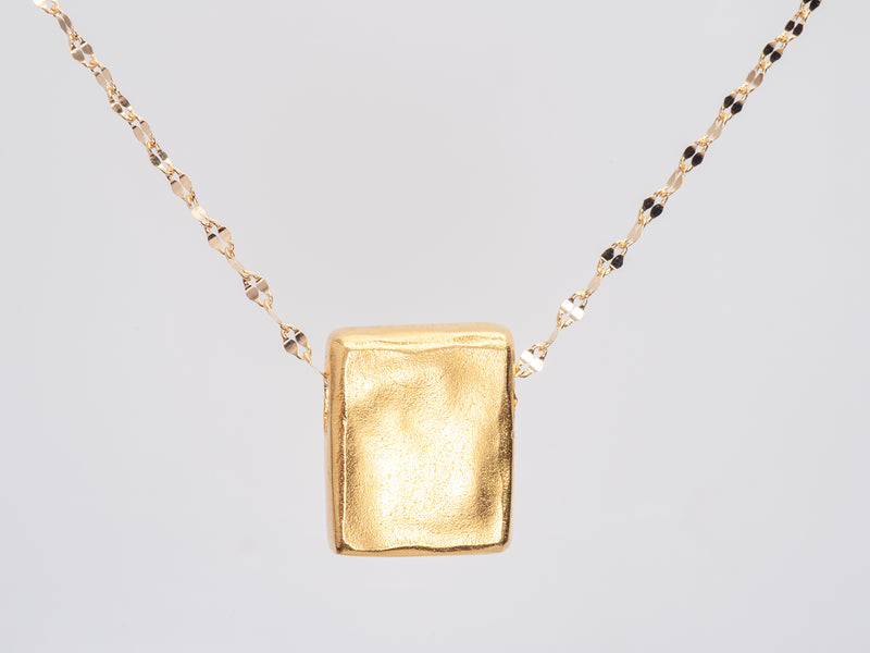 Small Matte Gold Square Pendant Necklace