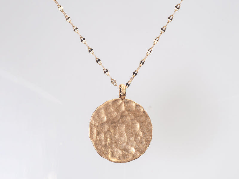 14k hammered gold circle necklace