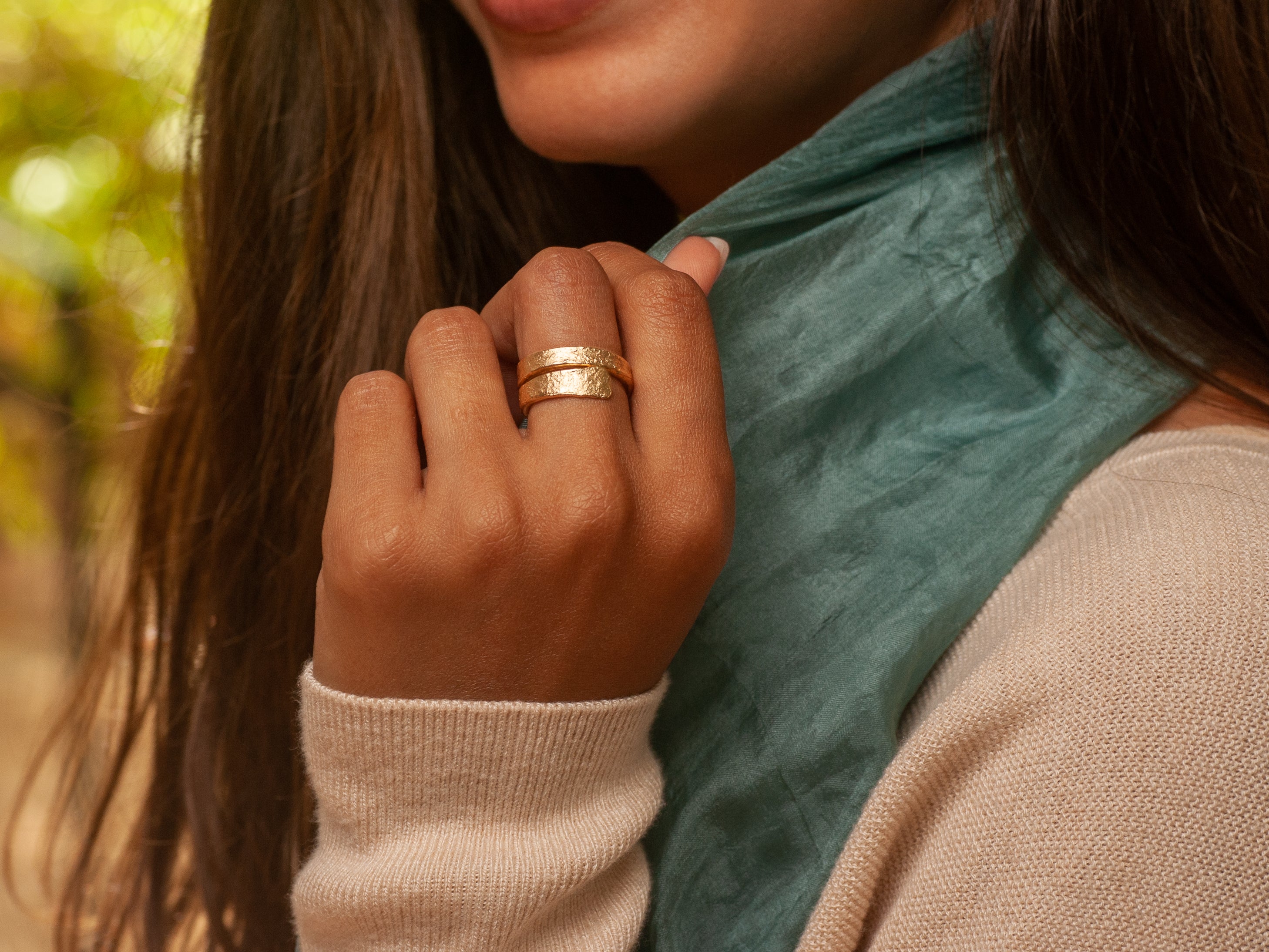 18k Textured Gold Spiral Wrap Ring