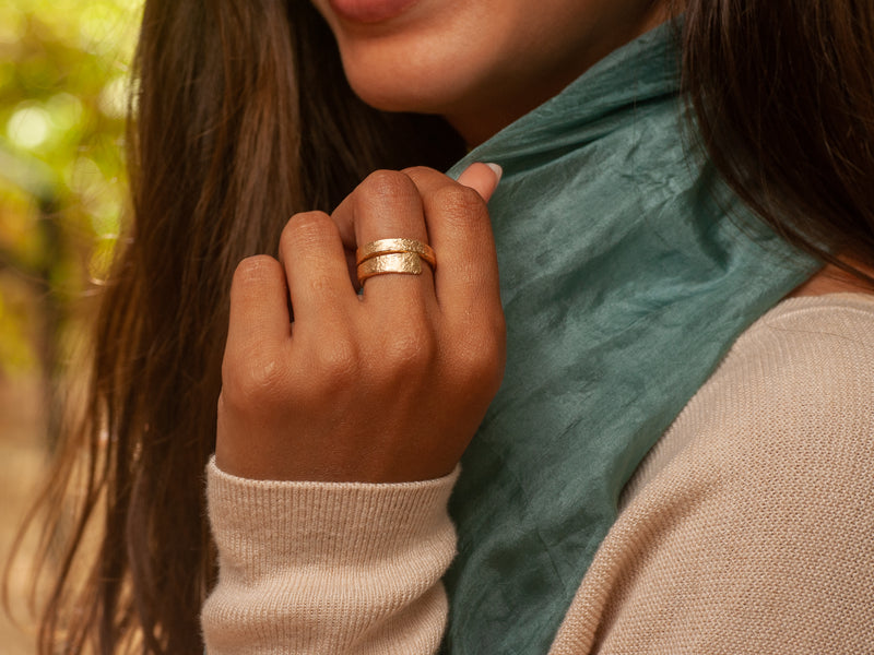 18k Textured Gold Spiral Wrap Ring-ZadokGold