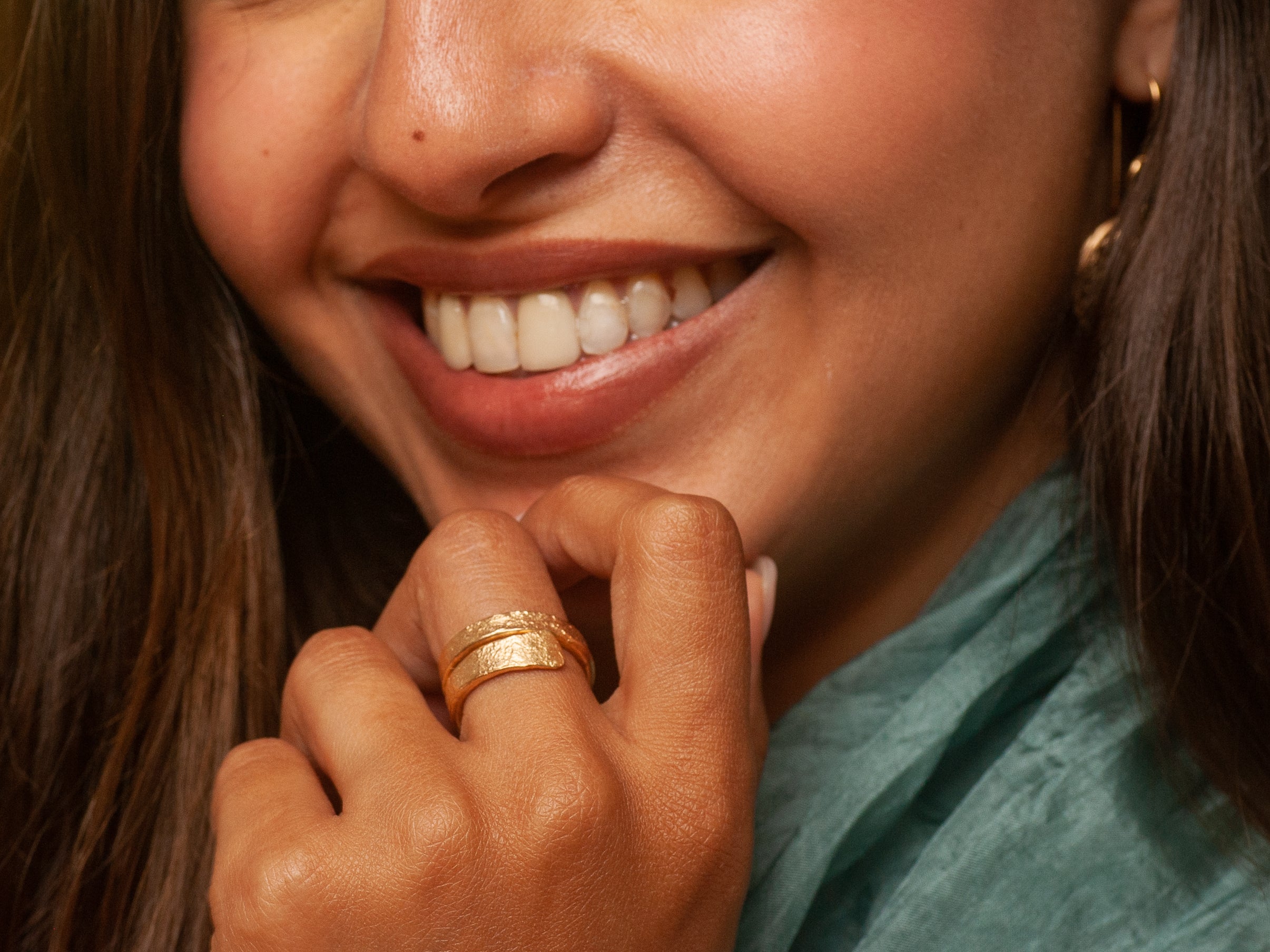 18k Gold Plated Wrap Spiral Ring Textured Gold Adjustable