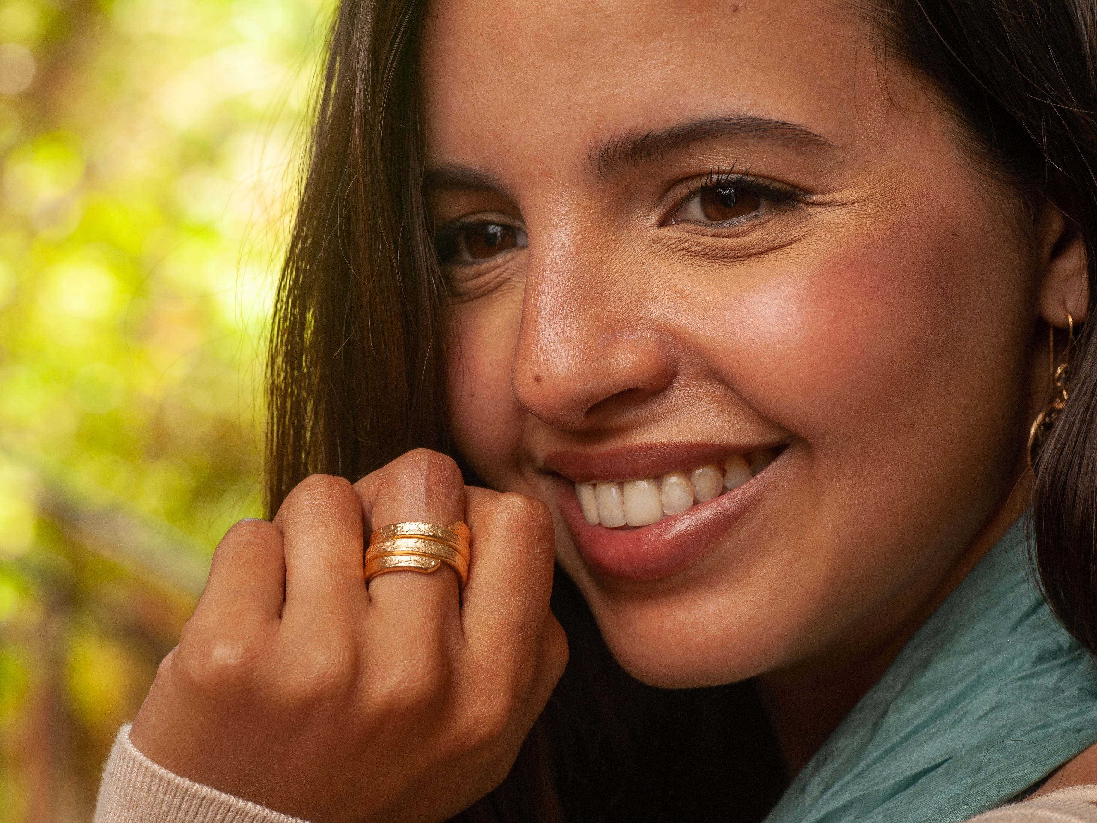 18K Gold Plated Coil Wrap Ring Textured Gold