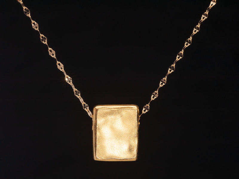 Small Matte Gold Square Pendant Necklace