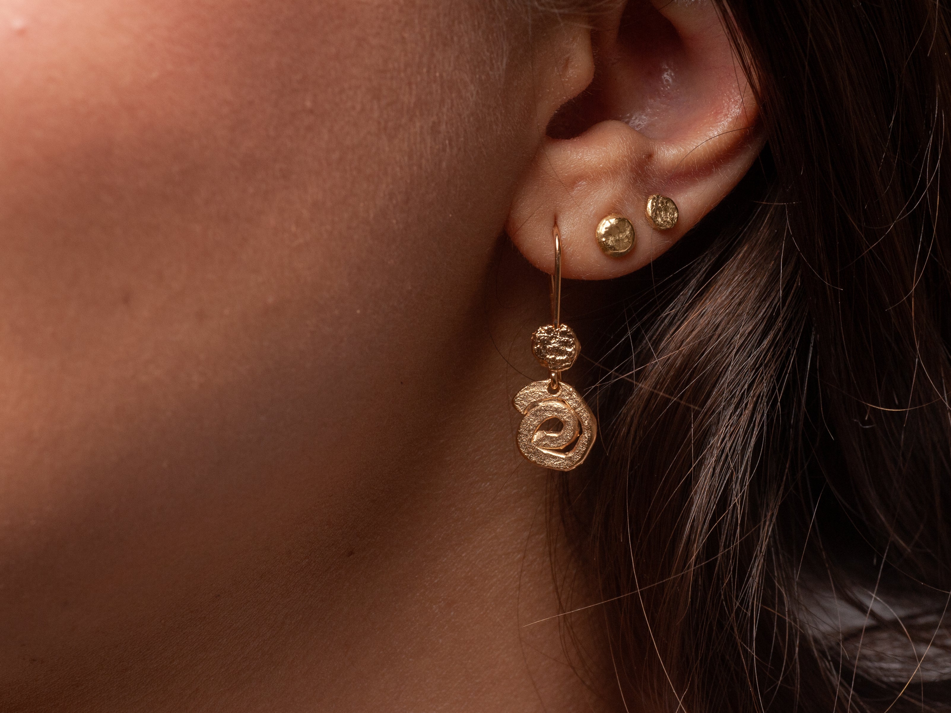 Textured Gold Spiral Gold Plated Earrings