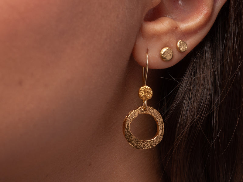 Geometric Gold Circle Dangle Earrings Gold Plated