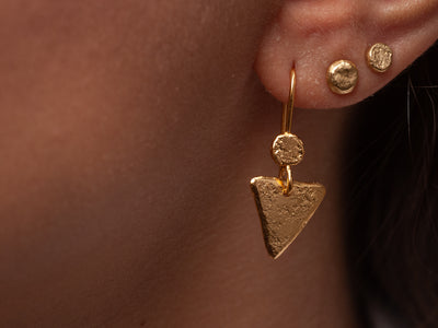 textured gold triangle earrings