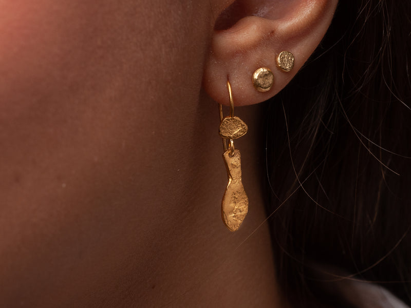 Small Gold Fish Dangle Textured Gold Plated Earrings