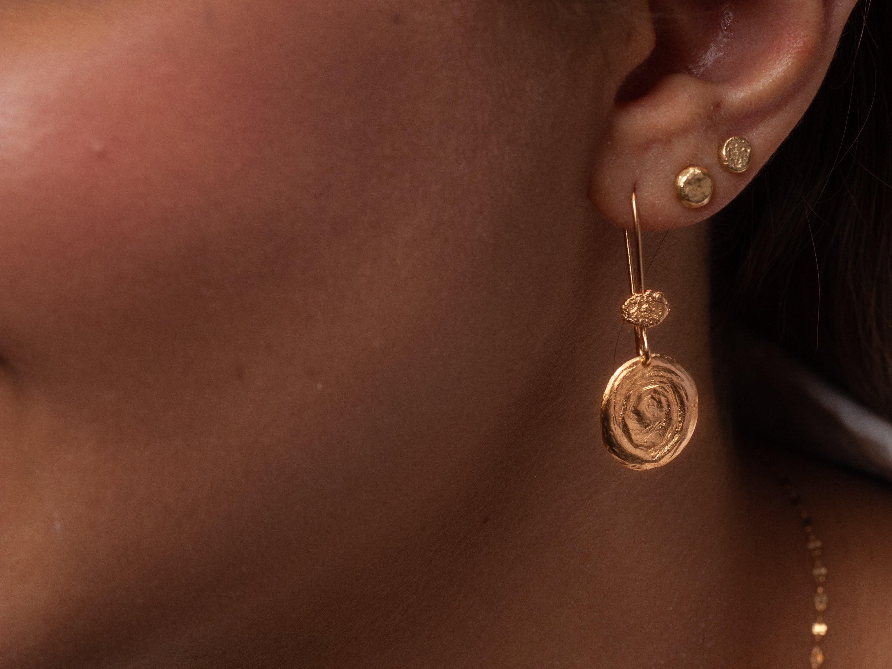 Ethnic Coin Spiral Disc Dangle Earrings for Women Gold Plated