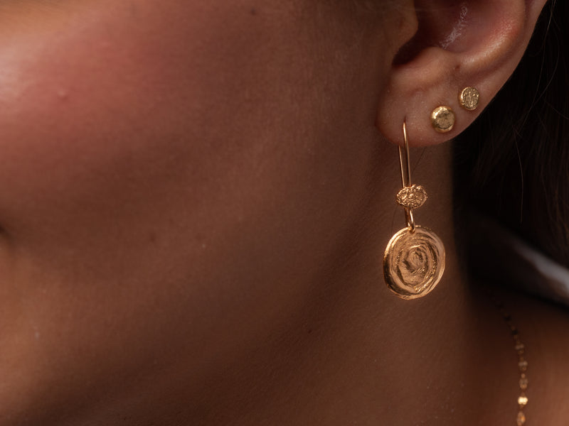 gold plated coin dangle earrings for women