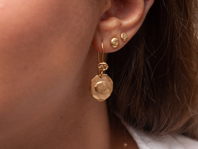 circle disc gold plated earrings