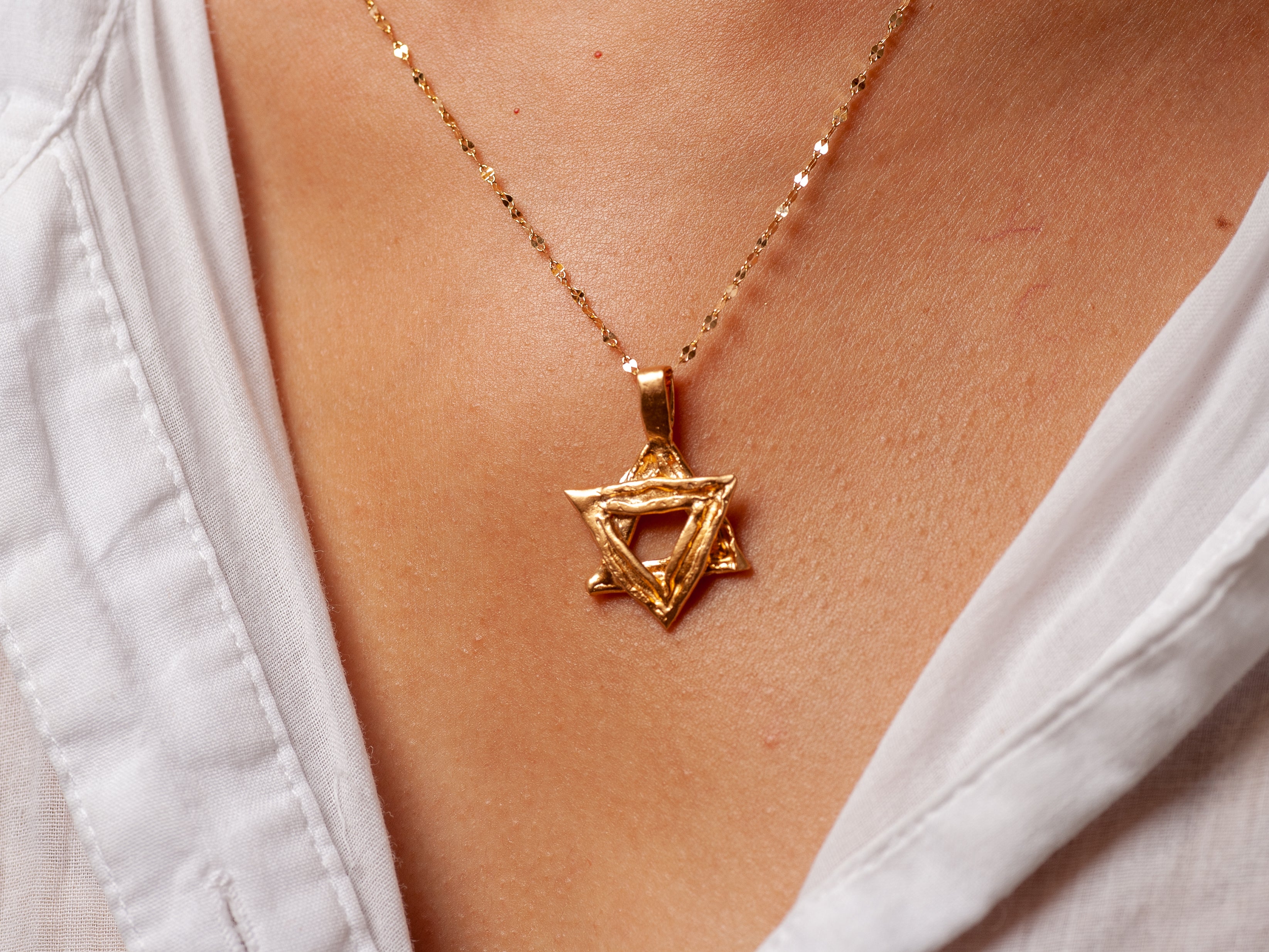 Magen David Star Pendant Jewish Necklace Gold Plated