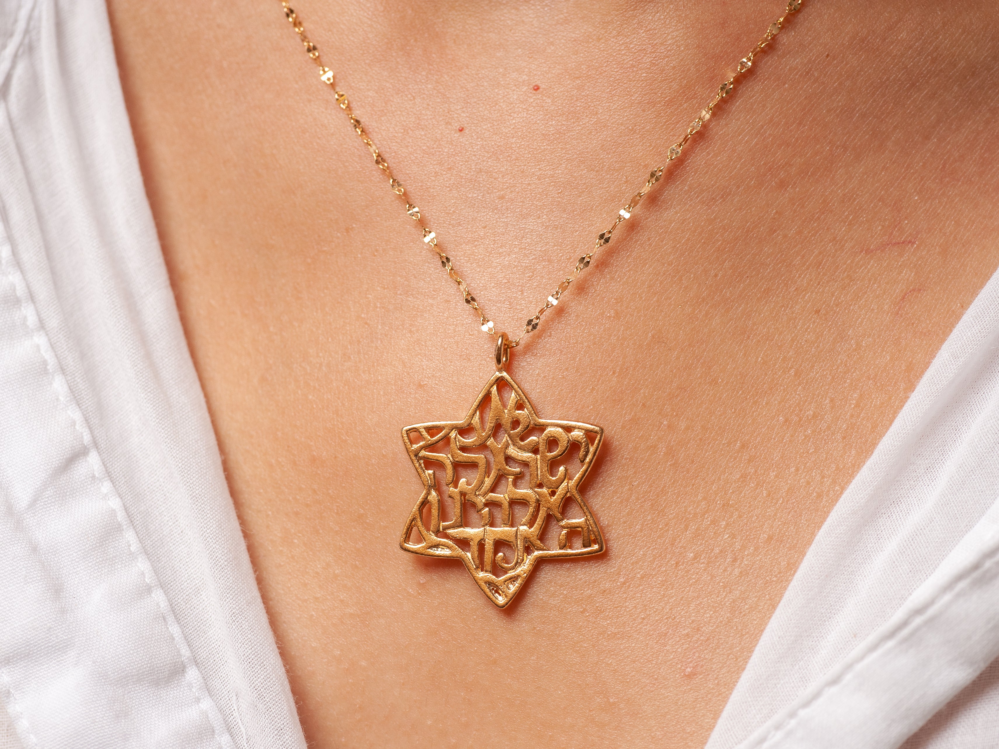 Star of David Pendant Necklace Gold Plated