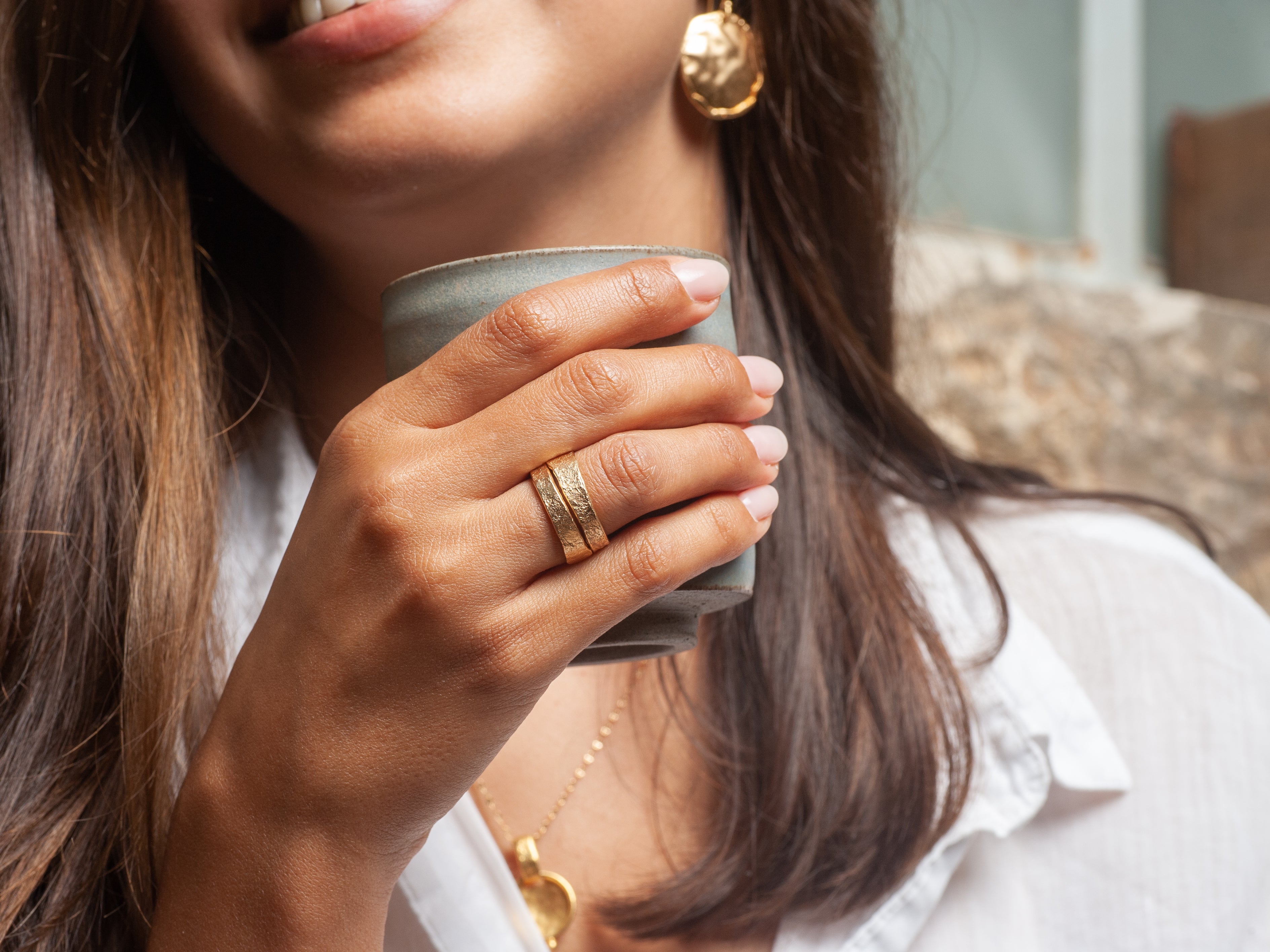 18k Textured Gold Spiral Wrap Ring