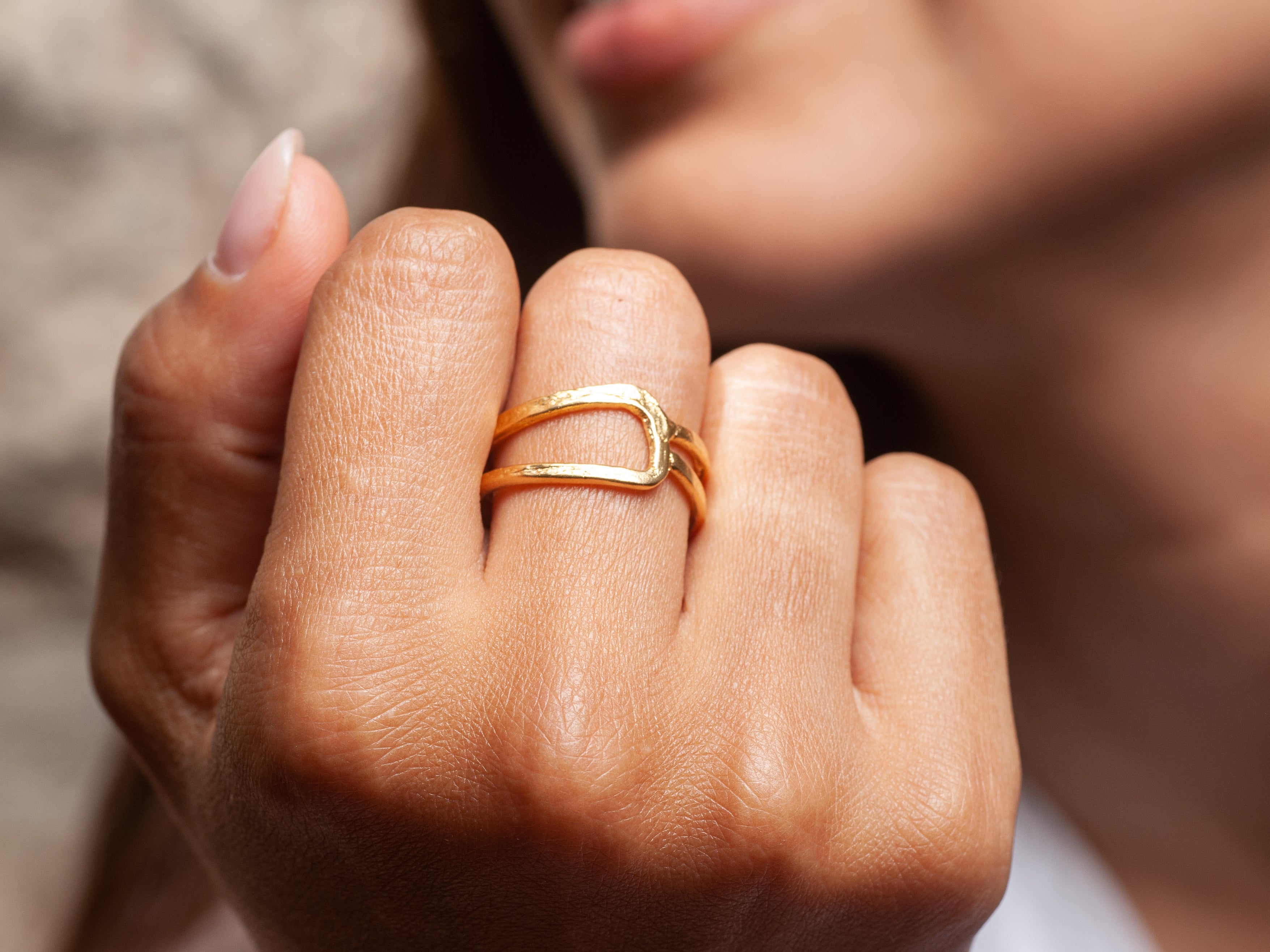 Geometric Textured Gold Ring 18k Gold plated