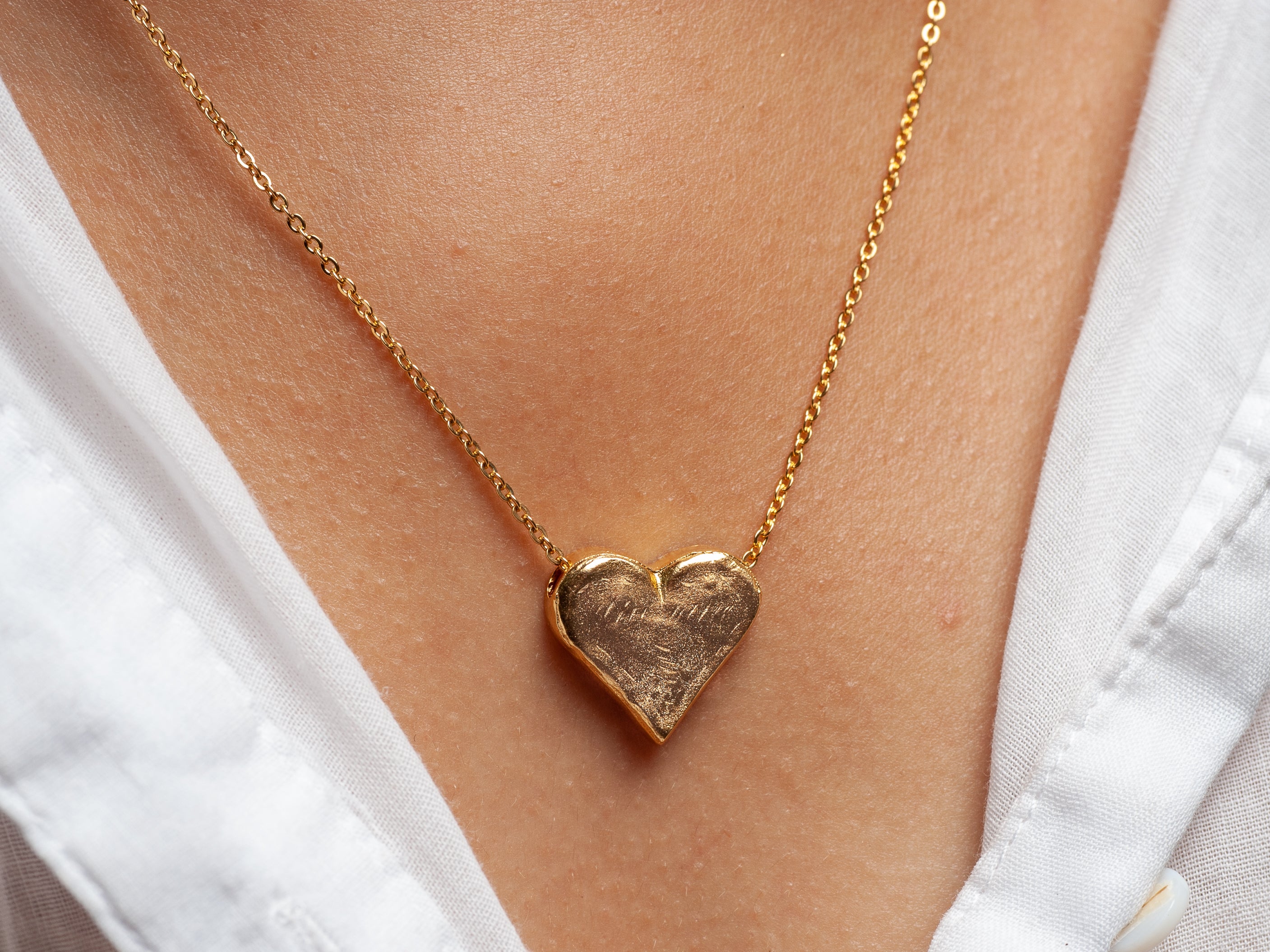 Small Gold Heart Charm Necklace Gold Plated