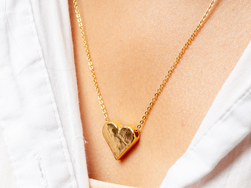 18k Gold Heart Pendant Necklace-ZadokGold