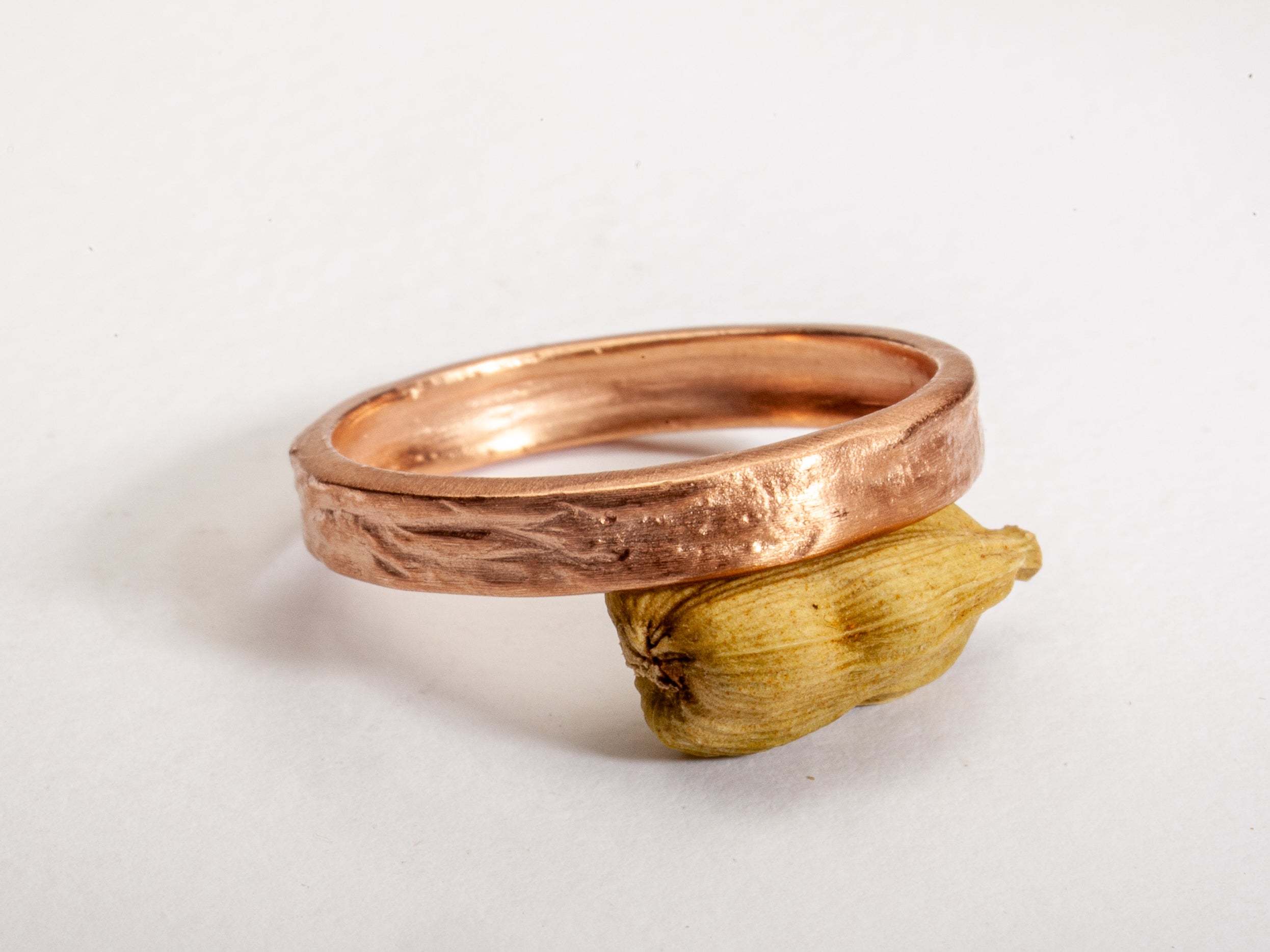 14k Rose Gold Slim Thick Textured Gold Ring