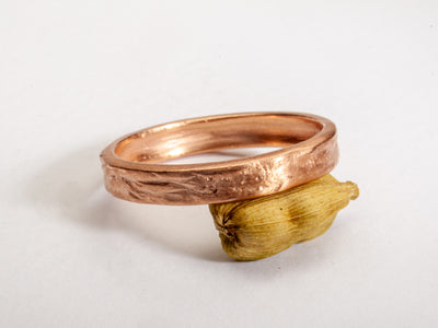 14k Rose Gold Slim Thick Textured Gold Ring-ZadokGold