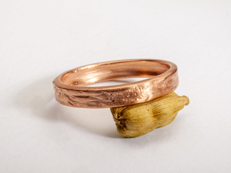 14k Rose Gold Slim Thick Textured Gold Ring-ZadokGold