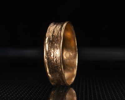 Ancient Organic Raw Textured 18k Gold Ring-ZadokGold