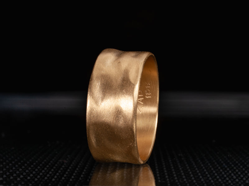 Solid Gold Wedding Ring 8mm Textured Matte Finish-ZadokGold