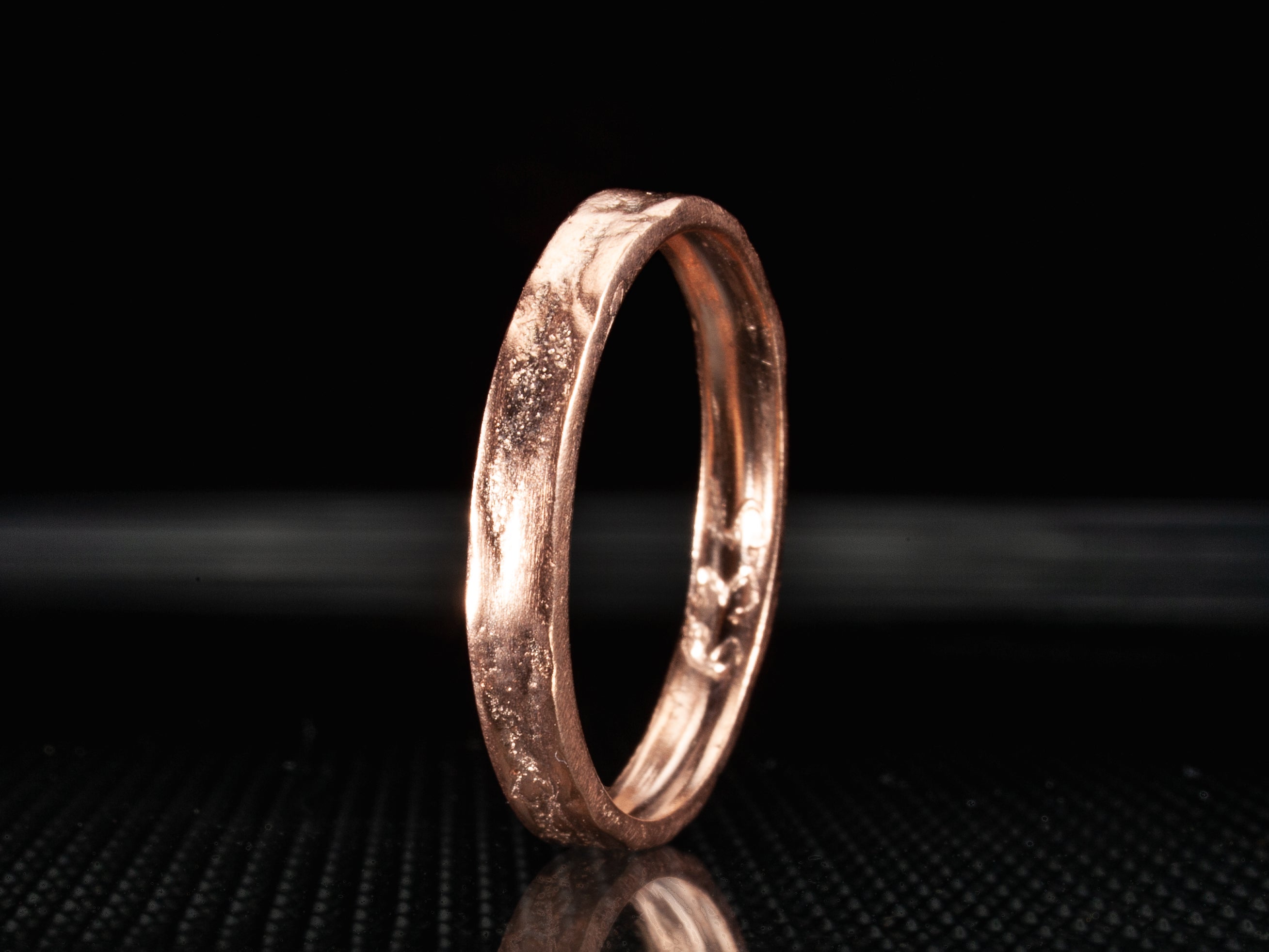 14k Rose Gold Slim Thick Textured Gold Ring