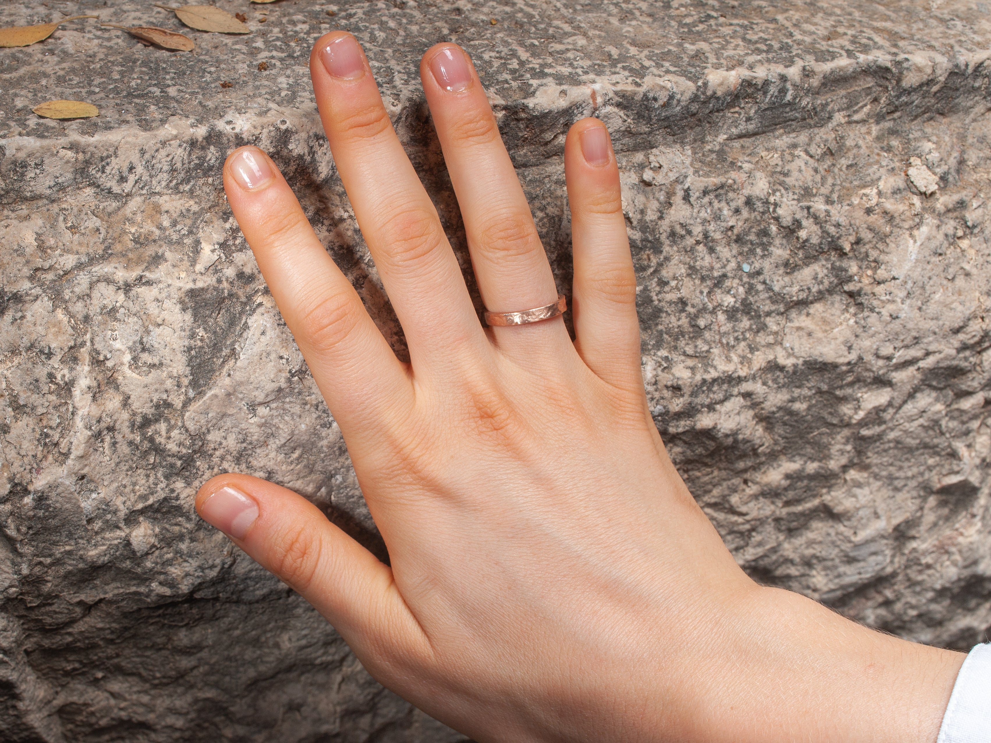 14k Rose Gold Slim Thick Textured Gold Ring