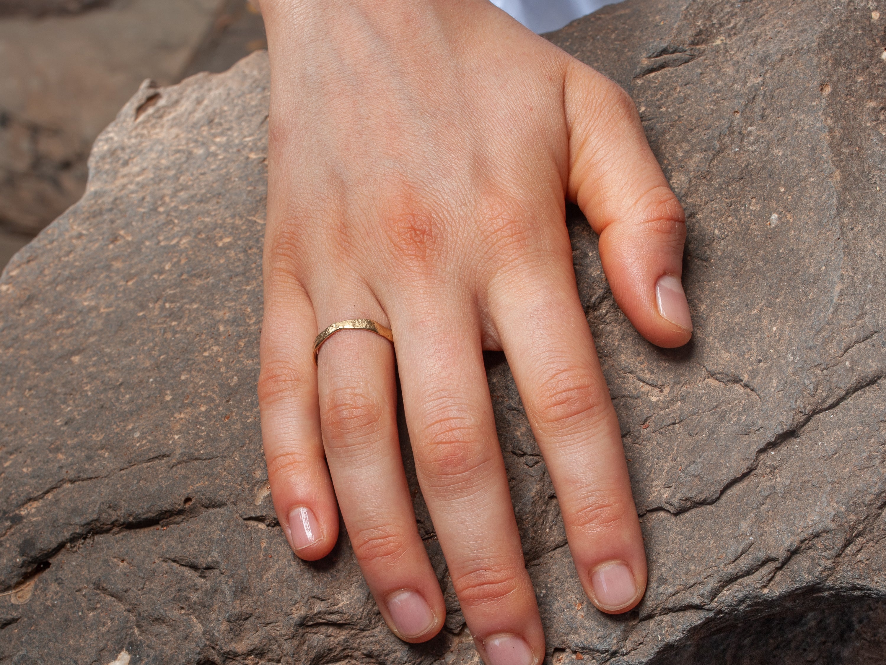 Handmade Dainty Organic Textured Gold Ring