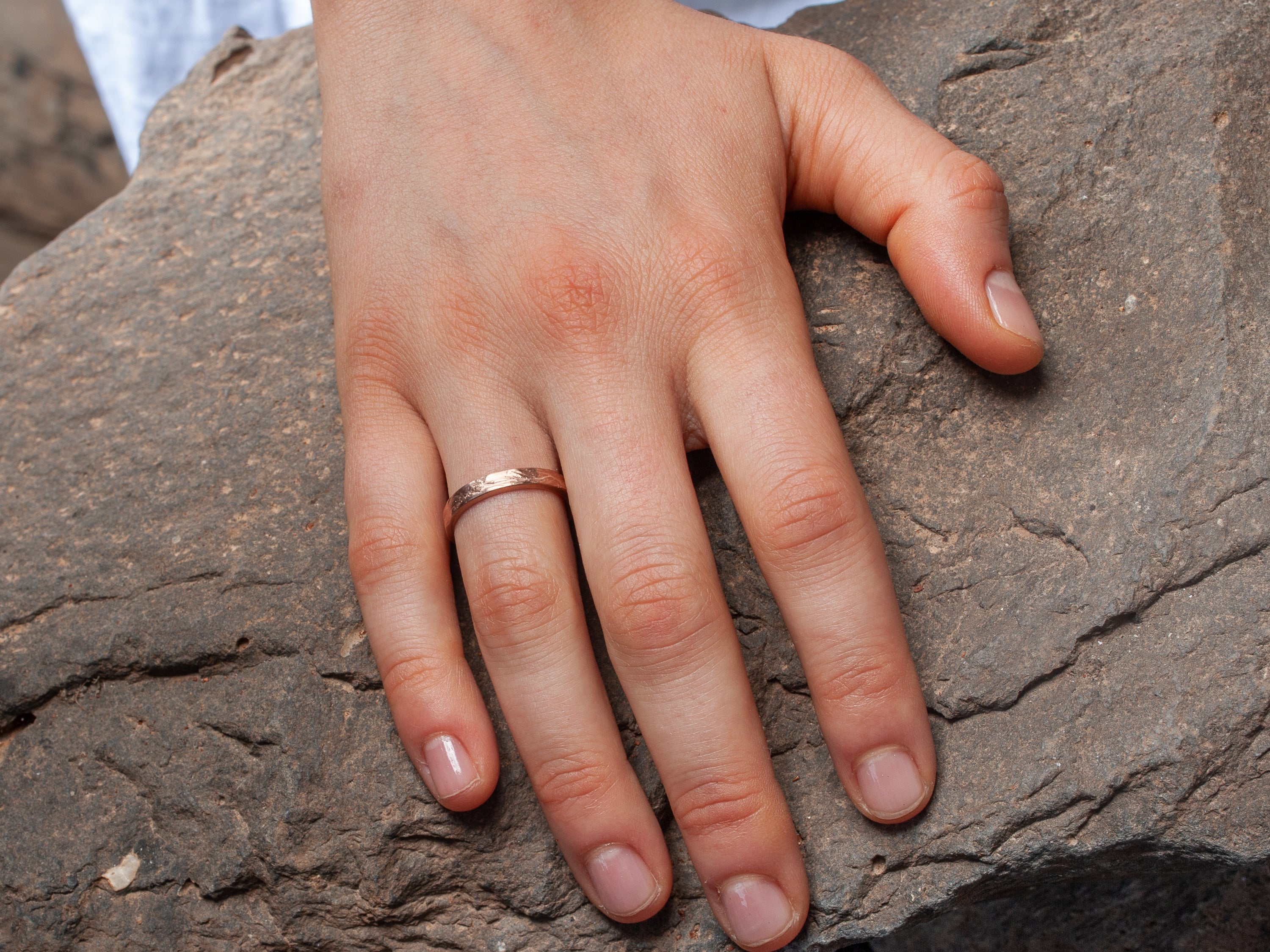 14k Rose Gold Slim Thick Textured Gold Ring