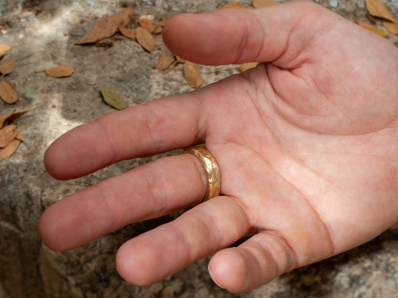 Chunky Melted Gold 18K Wedding Ring-ZadokGold