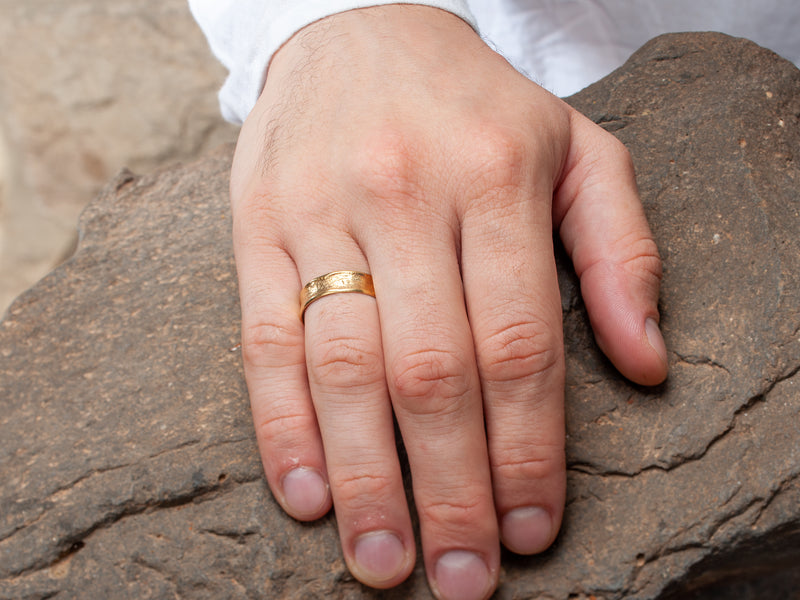 Ancient Organic Raw Textured 18k Gold Ring-ZadokGold