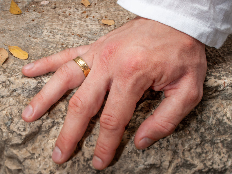 Ancient Organic Raw Textured 18k Gold Ring-ZadokGold