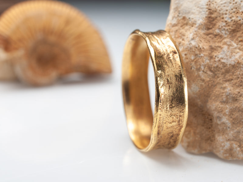 Ancient Organic Raw Textured 18k Gold Ring-ZadokGold