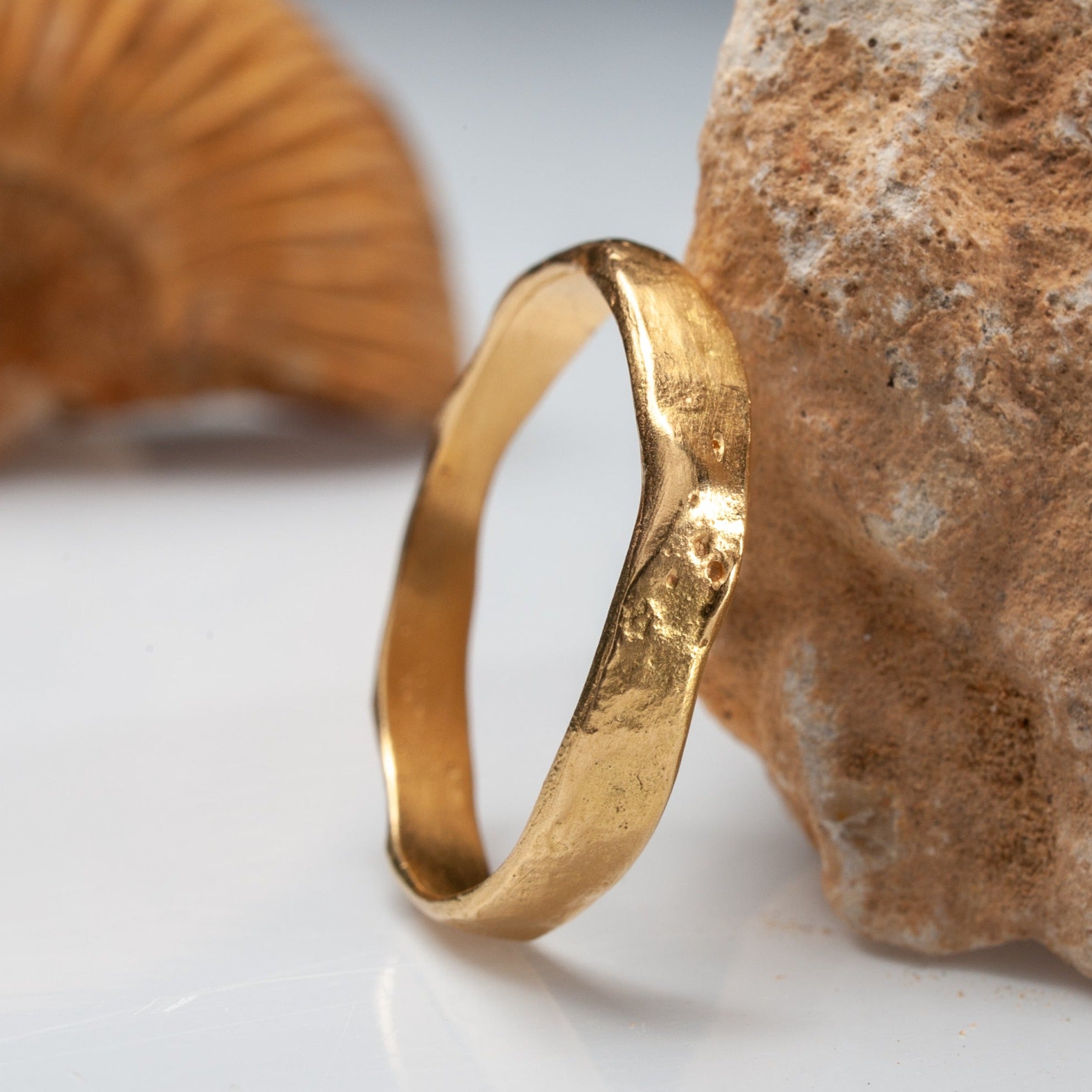 Handmade Dainty Organic Textured Gold Ring