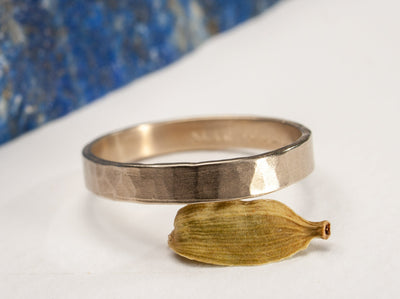 Soft Flat Hammered Handmade 14k Gold Ring