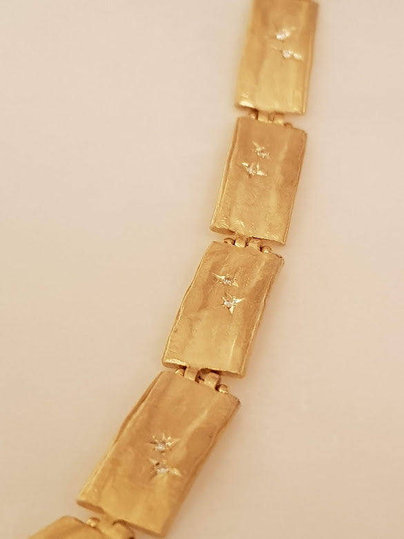 18k Gold Link Bracelet with Small Diamonds