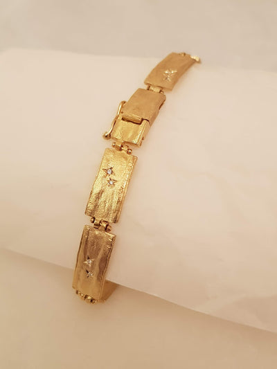 18k Gold Link Bracelet with Small Diamonds