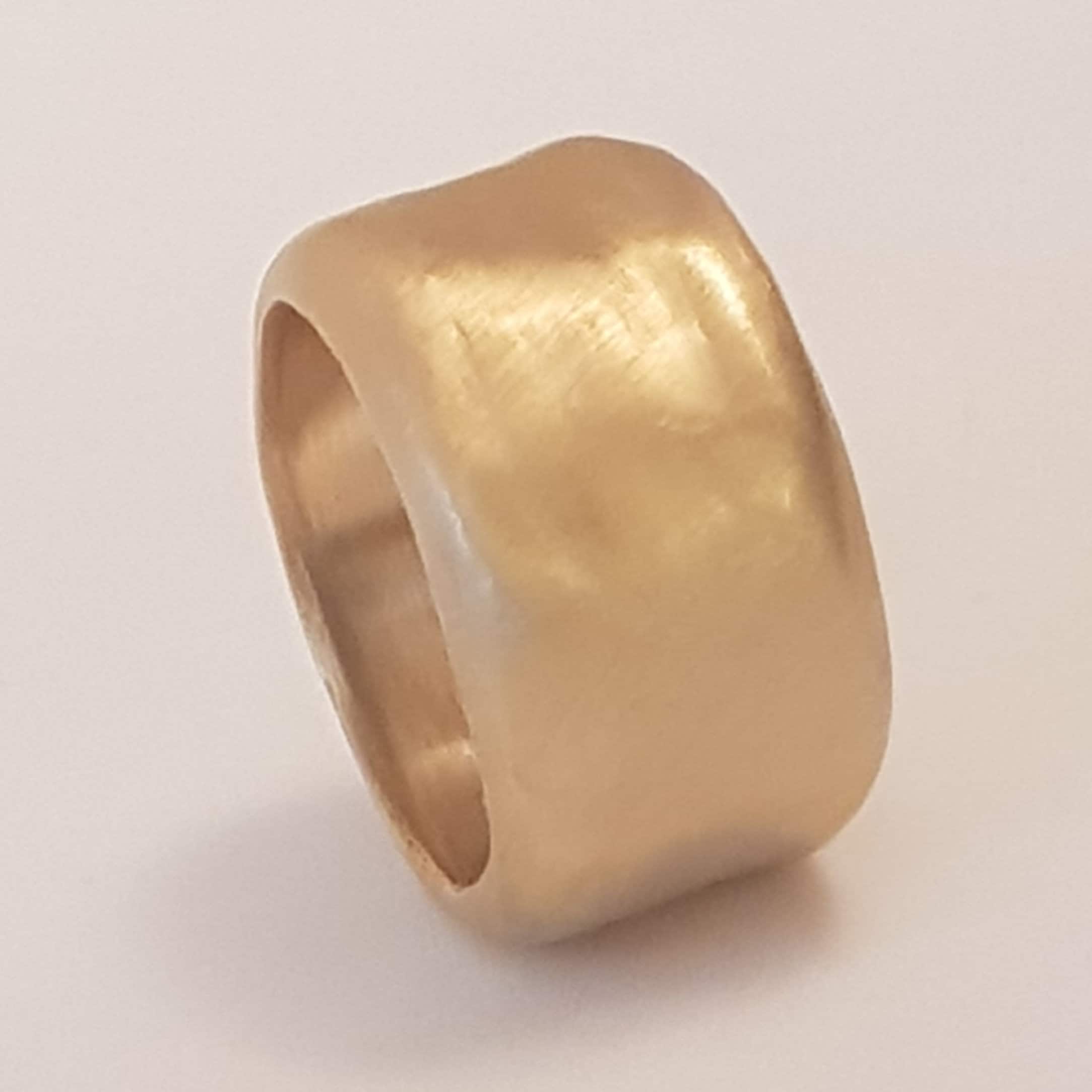 Large 18K Gold Wide Wedding Band Ring